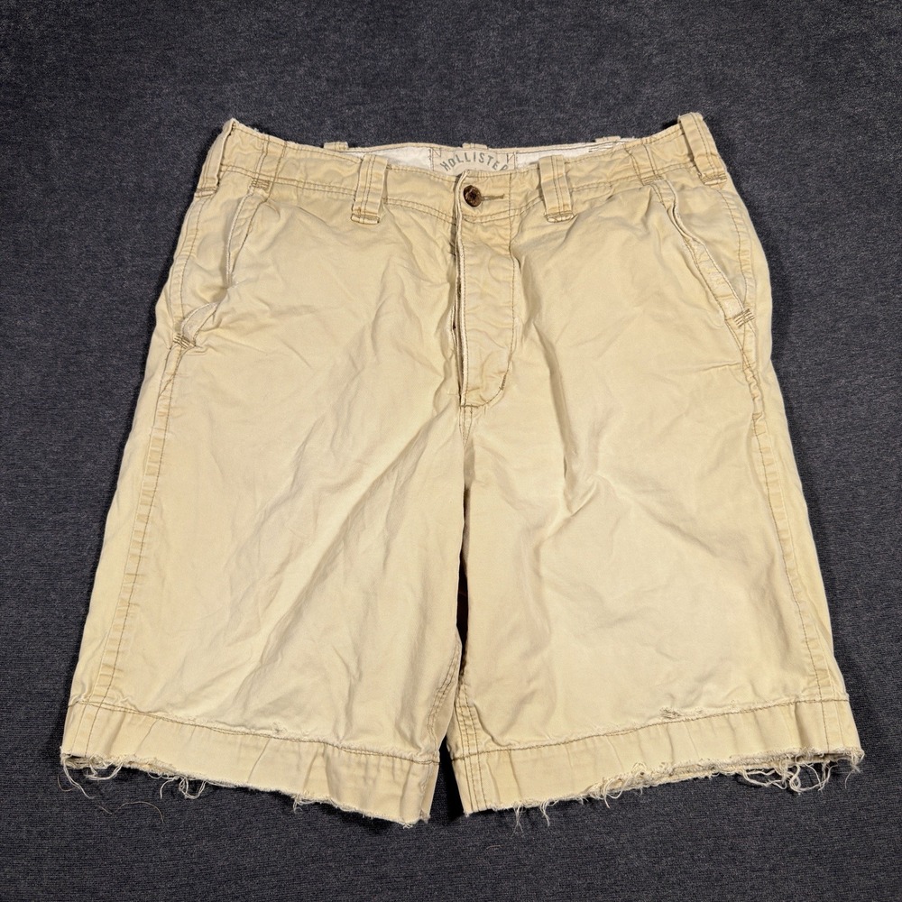 Hollister Chino Shorts Men's Size 36 Beige Casual Cotton Heavyweight Y2K Skater